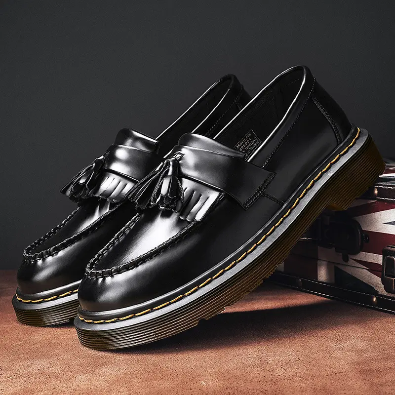 【COD】Korean Black Leather Shoes For Men and Women Fashion Loafers Matte Casual Oxford shoes couple shoes unisex size 36-45(add one size down)