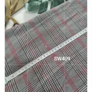 GOBEST SW409-420 motif kain semiwoll motif baru tartan bahan kotak tr strech yarndyed harga per 0.5meter semiwoll