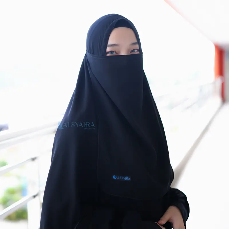 Cadar Tali Jetblack Alsyahra Exclusive Hitam Pekat Muslim Instan Safety 0