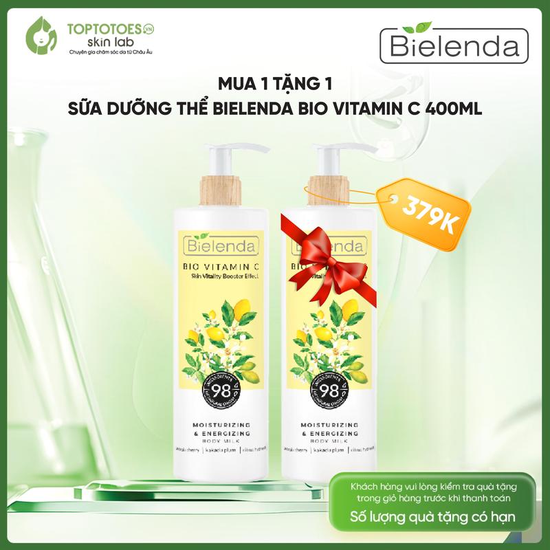Dưỡng thể Bielenda Bio Vitamin C dưỡng ẩm làm đẹp da 400ml Tặng 1 Dưỡng thể Bielenda Bio Vitamin C dưỡng ẩm làm đẹp da 400ml CFV