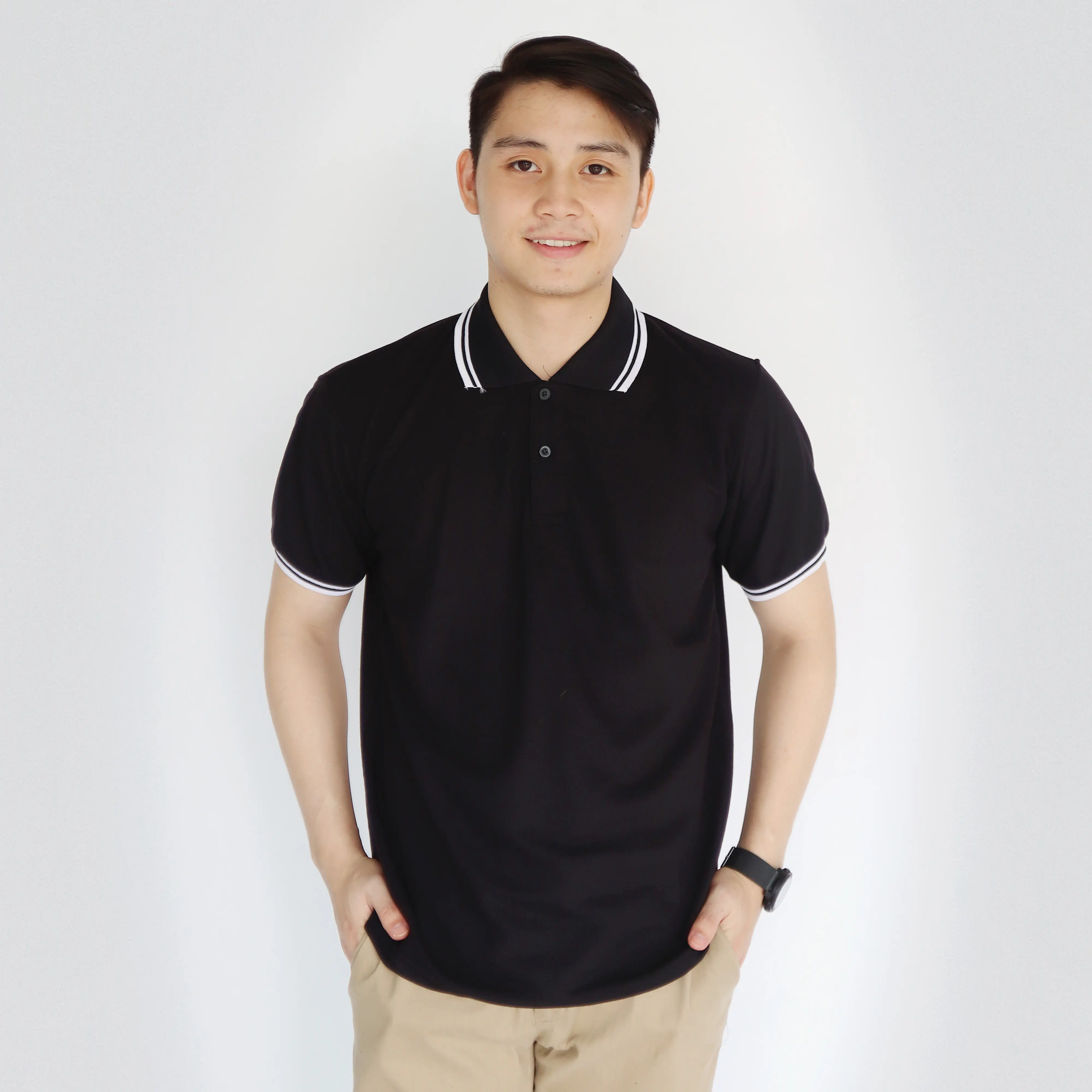 Sc Kaos Polo Pria Kerah Lis Seragam Polos Pendek Baju Hitam Basic