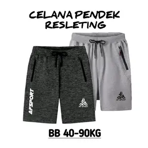 Celana Pendek Fleece Katun Resleting Kolor Dewasa Jumbo Sablon AFSPORT Santai Nyaman Shorts Boxer Keren Pria Wanita Standar Unisex