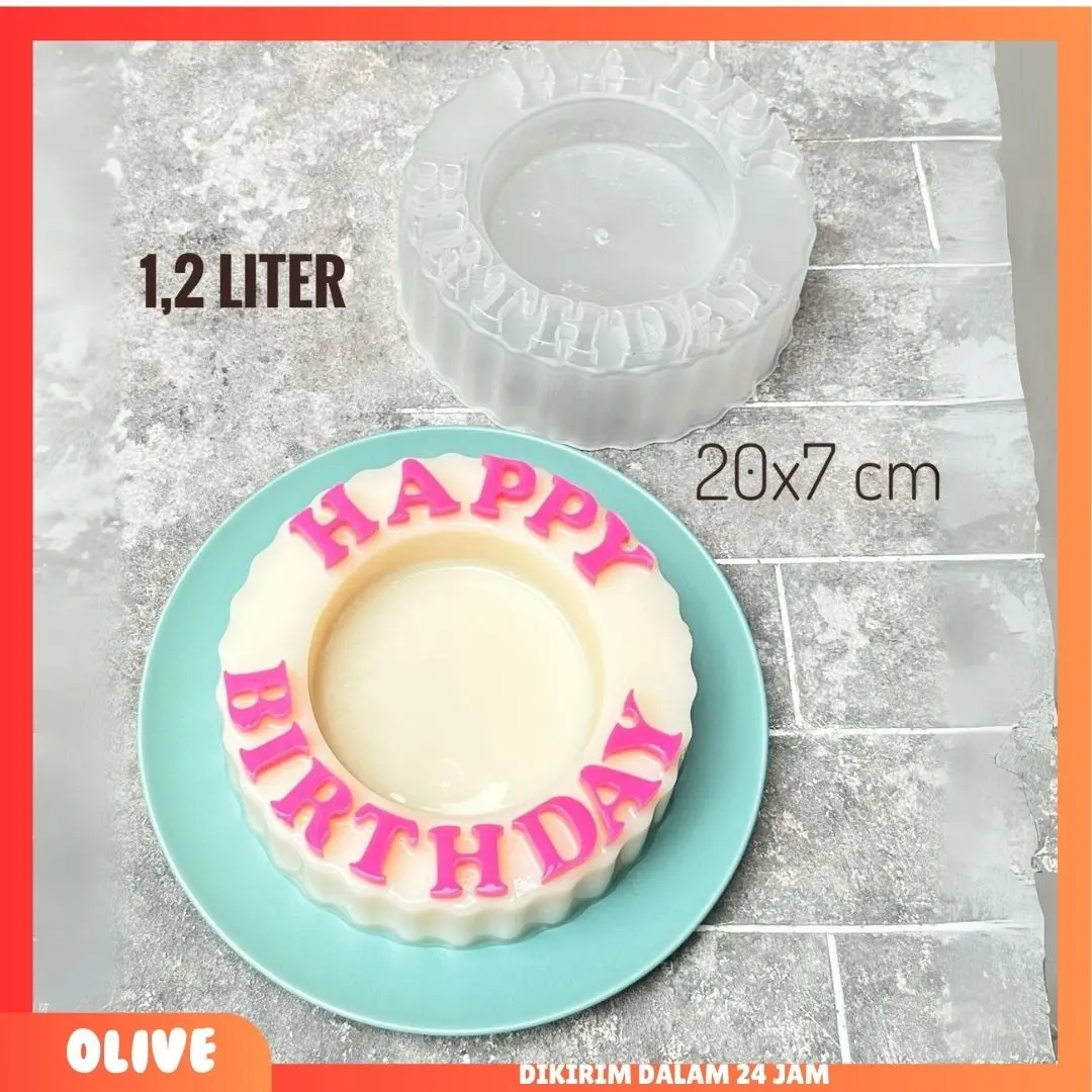 Cetakan Puding Happy Birthday Ulang Tahun Plastik Premium 1,2 Liter / Cetakan Bolu Ulang Tahun Puding Loyang / Cetakan Agar Jelly Pudding