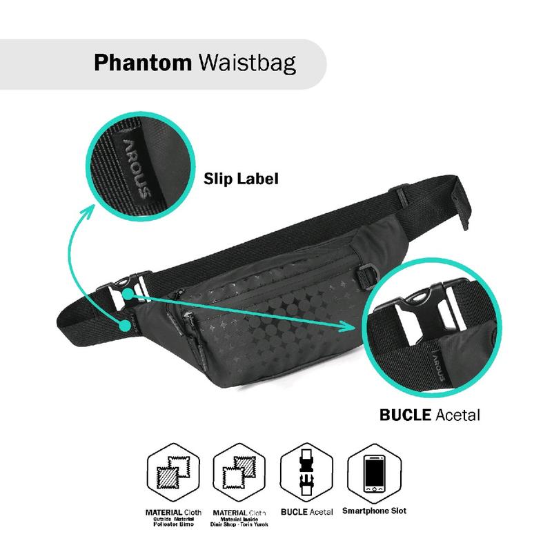 Tas Pinggang Vertone Waterproof Anti Air AROUSuntuk Pria dan Wanita | Selempang Cowok | Bum bah & Belt bag | soulder bags | Tas pria Slingbag Waistbag 7