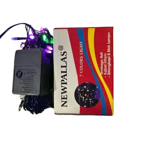 Newpallas Lampu Natal Merah Putih Warna Warni 8 Meter Kabel Hitam Hoshi 6 Meter dengan Efek Lampu 7 Warna - Dekorasi Dll