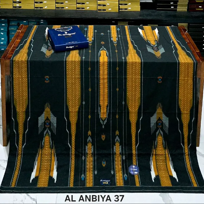 Sarung Al Anbiya Rayon Super Printing - Motif Muslim Lembut untuk - Dewasa, Katun, Hitam, Keren, Kotak 5