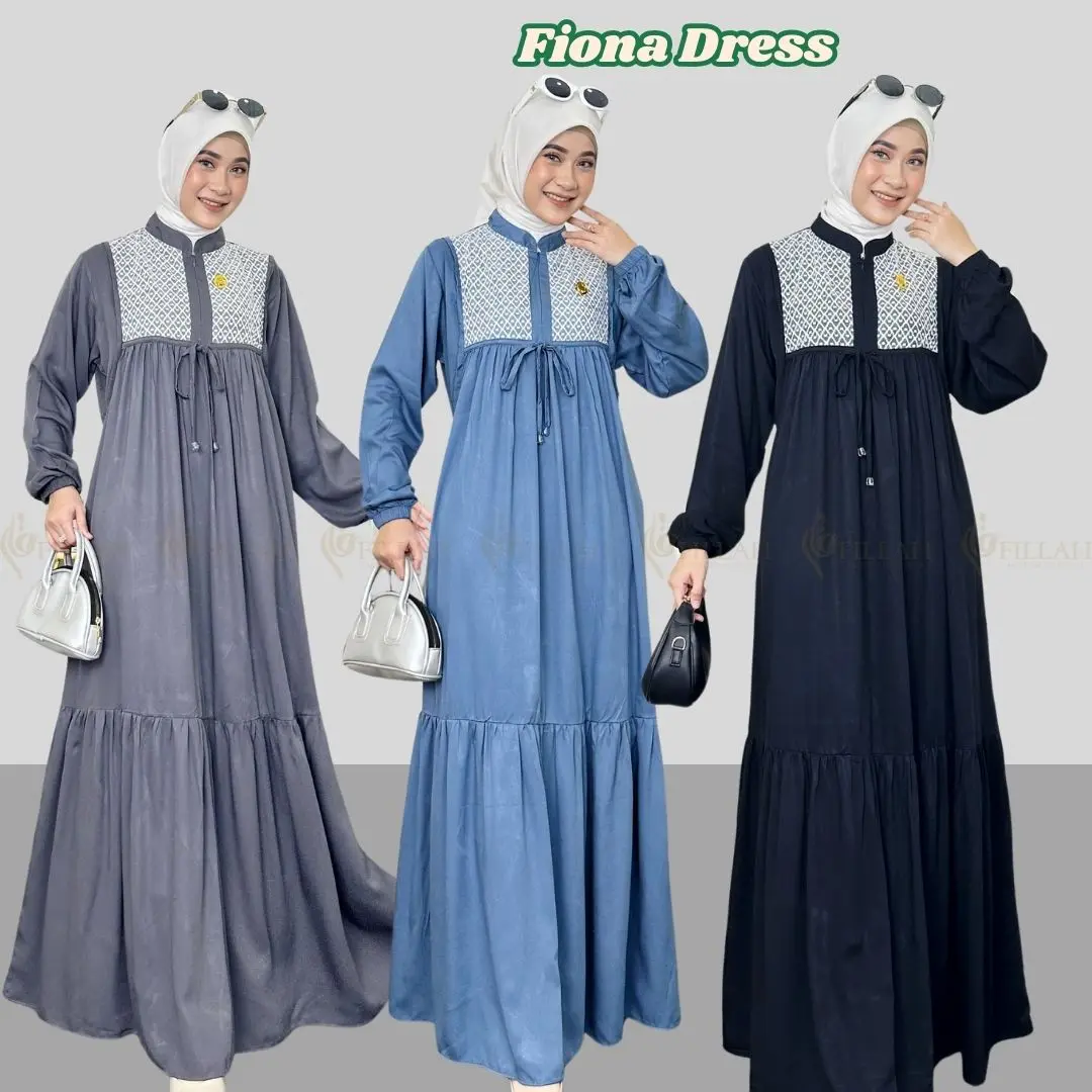 Fiona Dress Gamis Modern Rayon Twill 2025 Gamis Busui Gamis Elegant Gamis Brukat Gamis Terbaru Gamis Rayon Twill