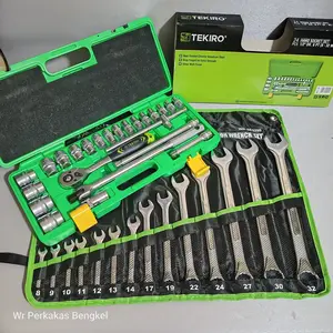 TEKIRO Paket 2 Set Kunci Sok & Kunci Ring Pas 24 Pcs 1/2 Inch 8-32 Mm & 14 Pcs 8-32 Mm Original dengan Tas Anti Karat Kuat Tahan Lama