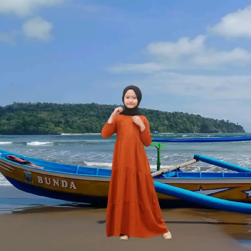 gamis anak susun zilla dres bahan crinkle reseleting ukuran 3-12 tahun  Fashion tren masakini Muslim 4