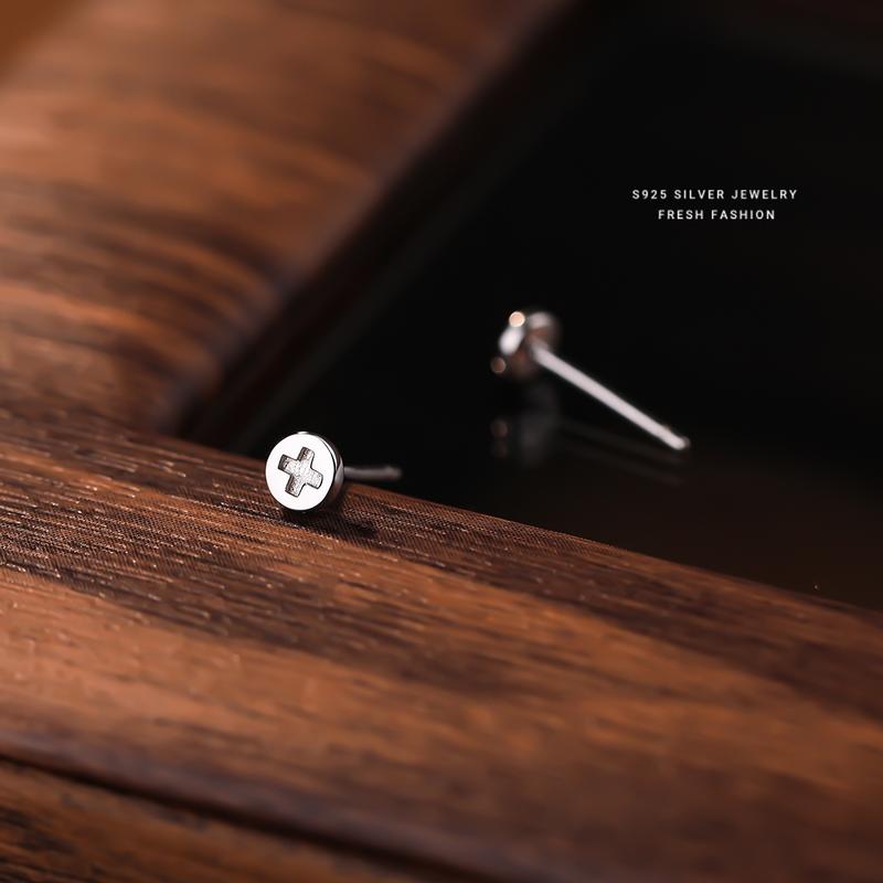 Bông Tai Đinh tán Đơn Vít, Thiết Kế Đơn Giản, Chất Liệu Bạc Sterling 925, Dành Cho Nữ, Trang Sức Thời Trang, Thích Hợp Để Đeo Hàng Ngày, E4179 4