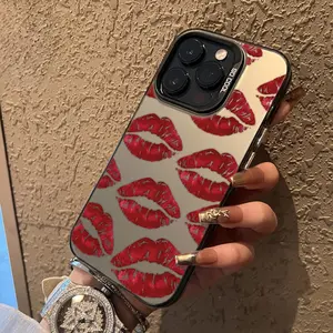 Bibir Merah Kasus ponsel  Berlaku untuk iPhone 11 12 13 14 15 16 17 Kasus ponsel iPhone 11 PRO MAX 12 PRO MAX 13 PRO MAX 14 14PLUS 14PRO MAX 15 15PLUS 15PRO MAX 16PRO MAX Casing yang cantik X XSMAX XR 7 8PLUS Kasus ponsel an