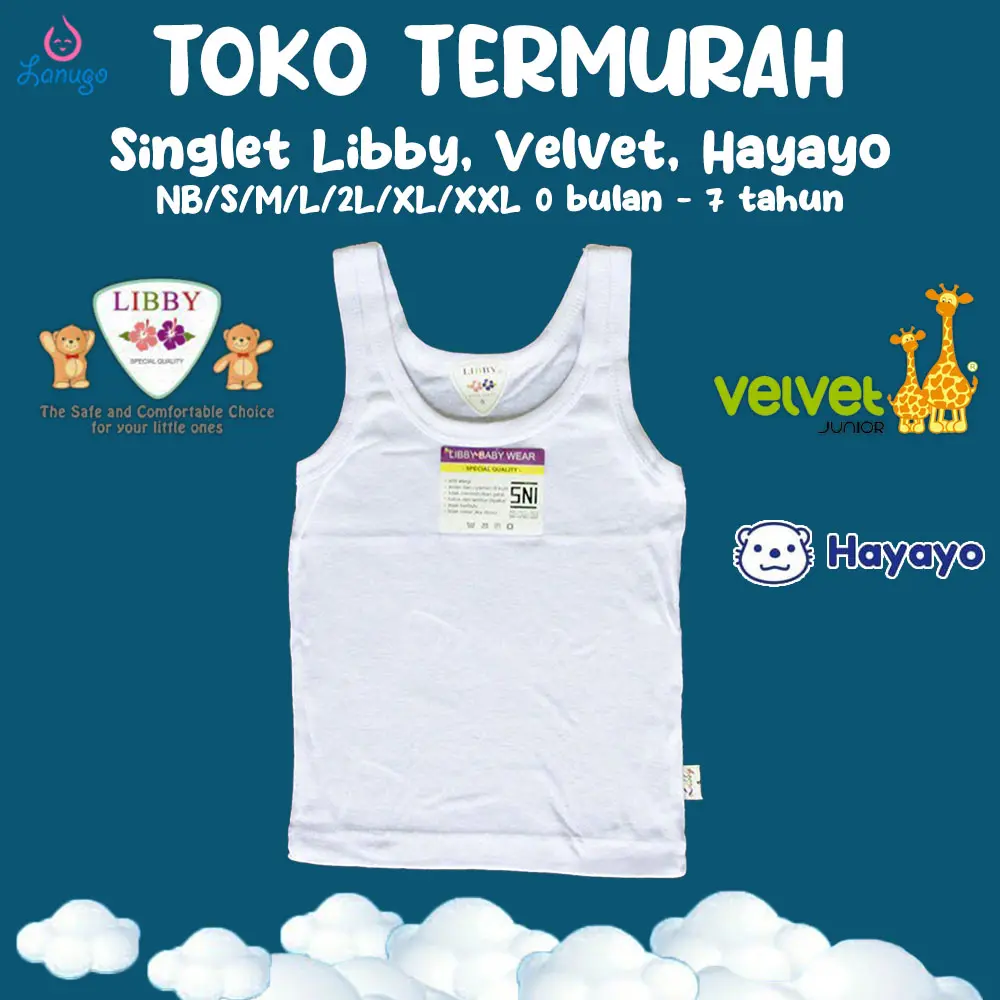 LIBBY VELVET JUNIOR Singlet / Kaos Dalam Anak Putih | Baju Anak / Kaos Anak / Kaos Dalam Velvet Junior / Singlet Libby /Pakaian Bayi/Singlet Bayi Libby/Kaos Dalam Bayi Libby/Pakaian Dalam Bayi / Perlengkapan Bayi Baru Lahir / Baju Bayi Baru Lahir Murah