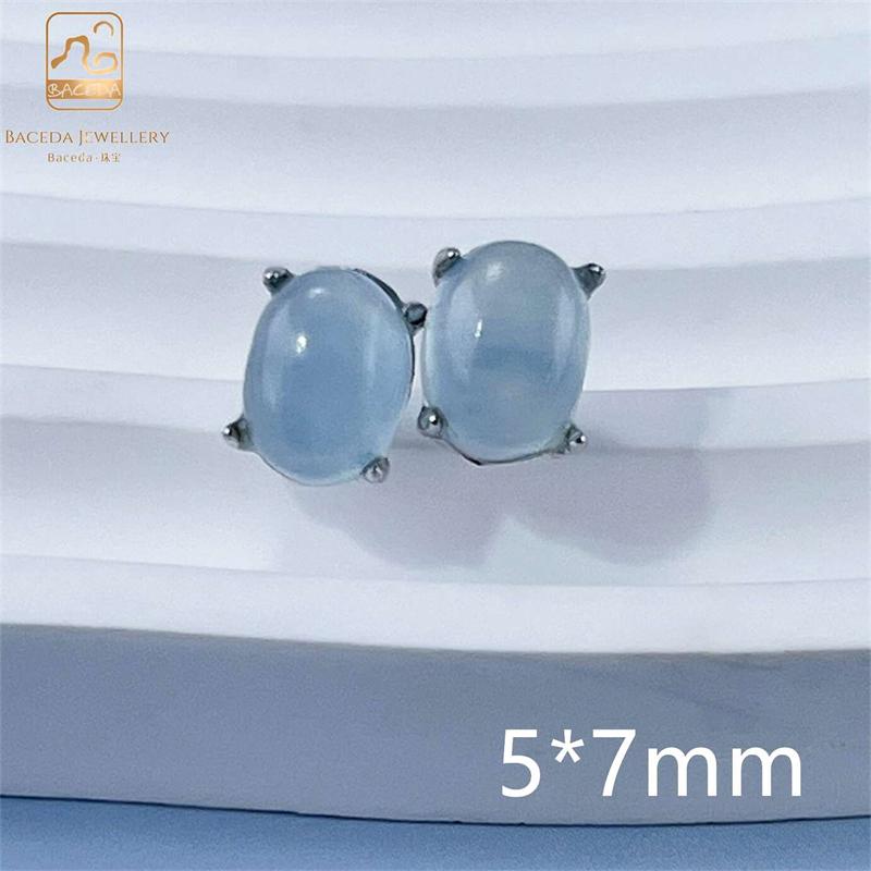 Product Introduction of Aquamarine stub earrings S925 silver simple style big gemstone generous earring 29