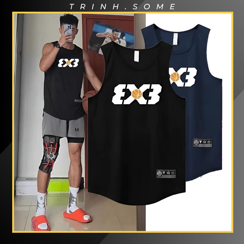 Áo Ba Lỗ Thể Thao Sport Bóng Rổ, Thể Hình, Tập Gym Nam Nữ, Tanktop Cổ Tròn Sát Nách In Hình 3X3 Thoáng Mát. Mã: BL