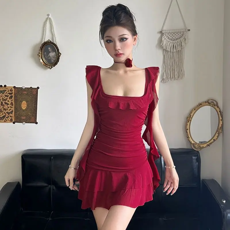 Women's elegant ruffled red off shoulder dreamy fairy dress - TikTok Shop  Philippines