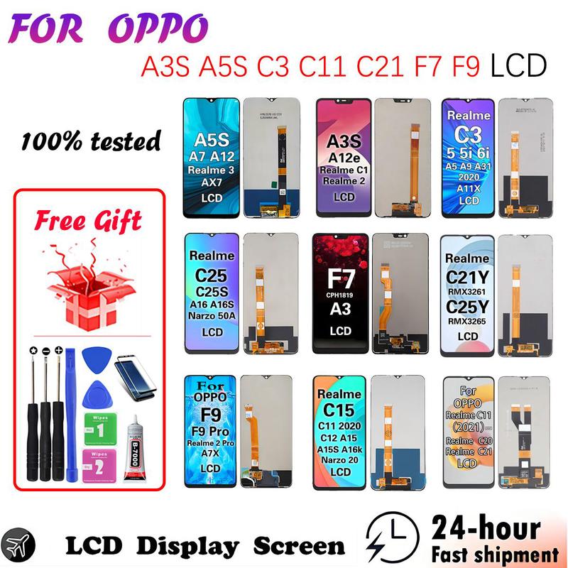Pemasangan Digitizer Skrin Sentuh LCD, Untuk OPPO A5S, A7, A12, A12E ...