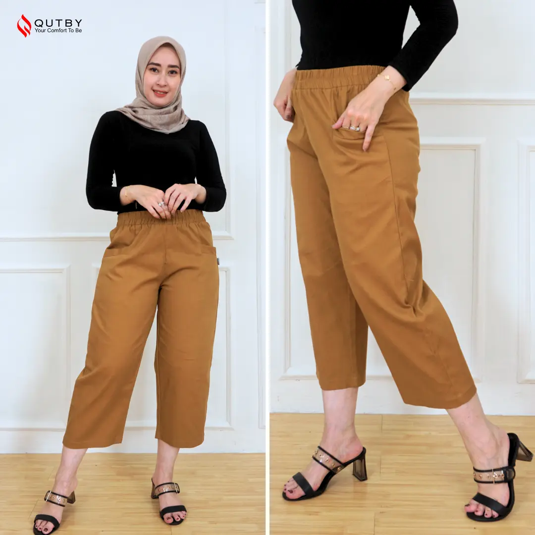 QUTBY - Celana Kulot Jumbo Korean Crop Panjang 7/8 Muat BB 45-125Kg