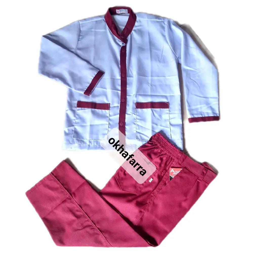 stelan baju putih list merah/stelan merah putih/celana panjang merah SD / celana anak / seragam sekolah
