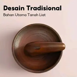 Set cobek dan ulekan gerabah tanah liat Kitchenware Alat Dapur