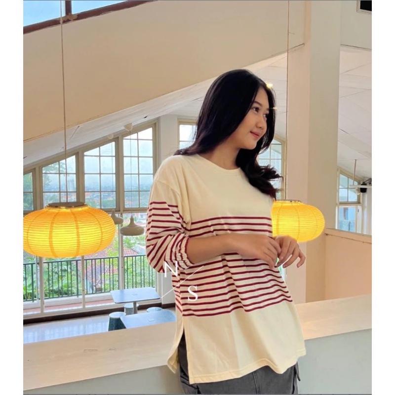 ￼KAOS BLOUSE ATASAN WANITA SALUR KATUN COMBED 24S LENGAN BALON WITH HIGHSLIT 2