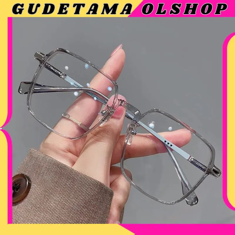 KMA006 Kacamata Anti Radiasi Wanita Pria Lensa Square Replaceable 0