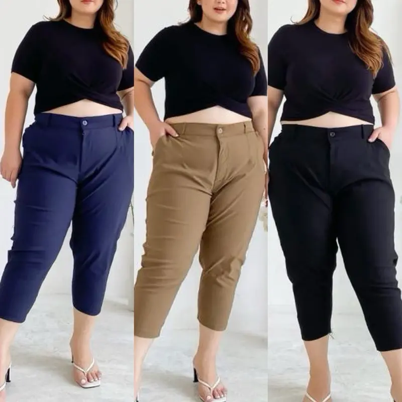 Toko Sion Ria Pants Celana Jegging Wanita Ukuran Jumbo Xxxl Big Size Plus Size Celana Kerja Bahan Melar Kancing Karet 0