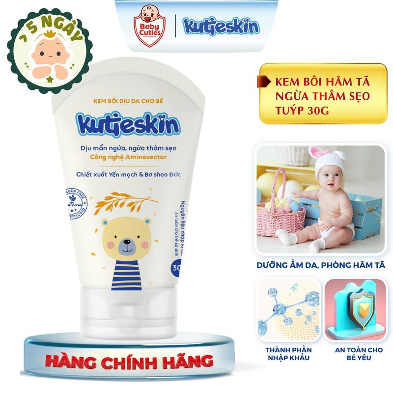 Kutieskin Kem Bôi Mẩn Ngứa Hăm Tã 30g Cho Làn Da Bé Lành Tính An Toàn Dưỡng Ẩm Giảm Ngứa Thảo Dược Kháng Viêm Dịu Mẩn Đỏ Tái Tạo Da