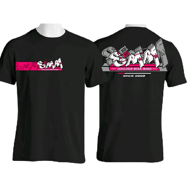 Kaos SMM grafity Pria  Katun Combed Putih Hitam 0