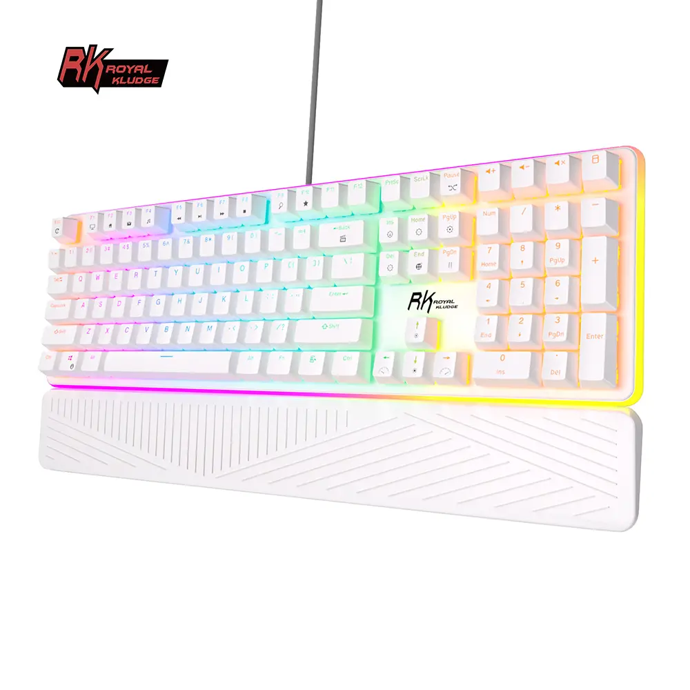 Royal Kludge RK918 Wired RGB Backlit 108-Key Full-Size Mechanical Keyboard with Palm Rest white&black blue switch/red switch/brown switch