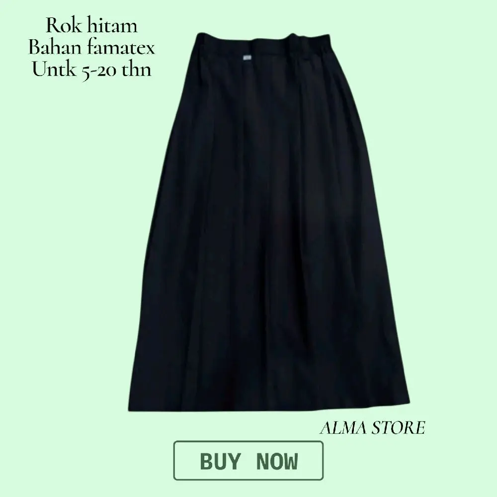 Alma Store Rok Rempel Hitam Panjang Bawahan Seragam Sekolah Anak Perempuan Bahan Famatex Nyaman Dipake Untuk Anak Usia 3-20 Tahun Fashion