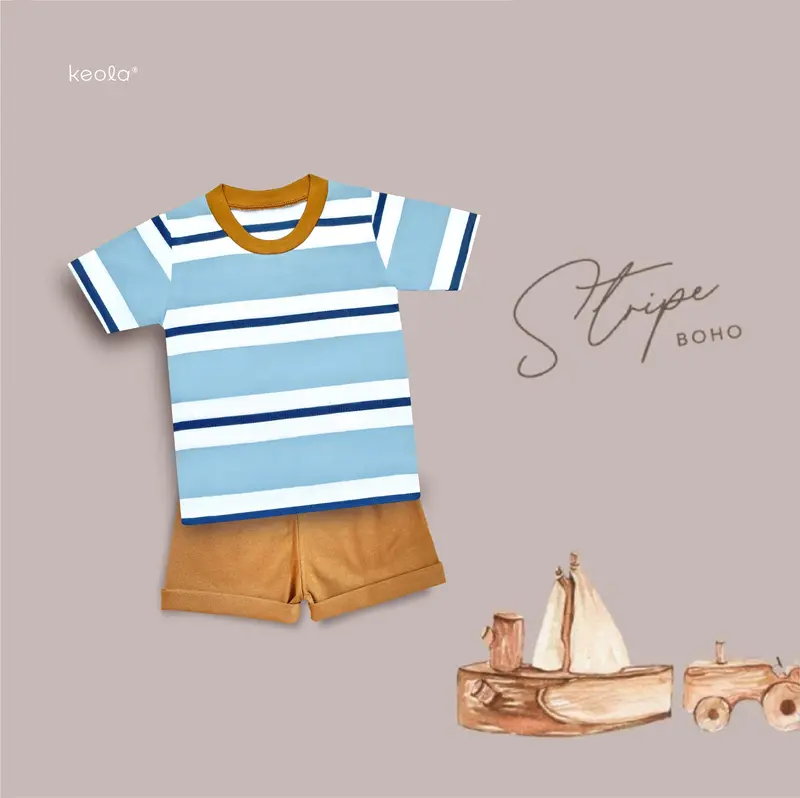 KEOLA Setelan Oblong Stripes  Boho / Setelan Anak Kasual Premium Baju Celana 2