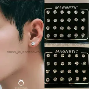 anting permata magnet anting berlian pria wanita Earrings