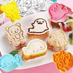 4-Piece Cartoon Mini Sandwich Cutters Set - Bakeware For Restaurant And Home Use With Cookie Cutters, Bento Boxes
