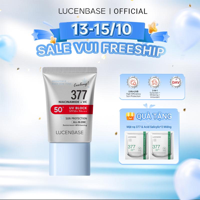 COD Kem chống nắng LUCENBASE trắng da SPF50+ PA+++ 30g (loại sáng da) Vừa chống nắng vừa dưỡng trắng, không bị trắng phấn, tự nhiên rạng rỡ