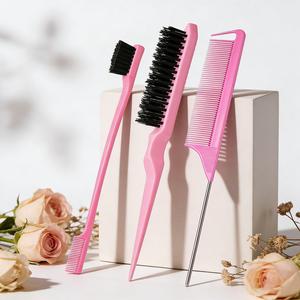 Set de herramientas para peluquería Cepillo desenredante Peine de cola Anillo de clip para separación Botella de spray continuo Kit profesional de peluquería Adecuado para trenzas y rizos Uso en salón y doméstico