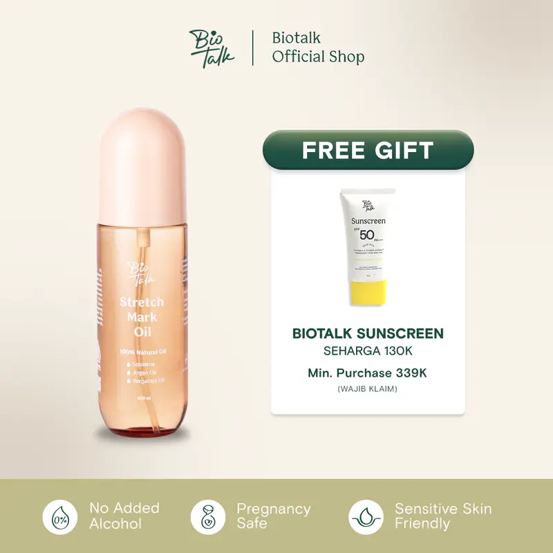 [NEW LAUNCH] Biotalk Stretch Mark Oil | 100ml | 100% Natural Oil | Mencegah & Menyamarkan Stretch Mark 0