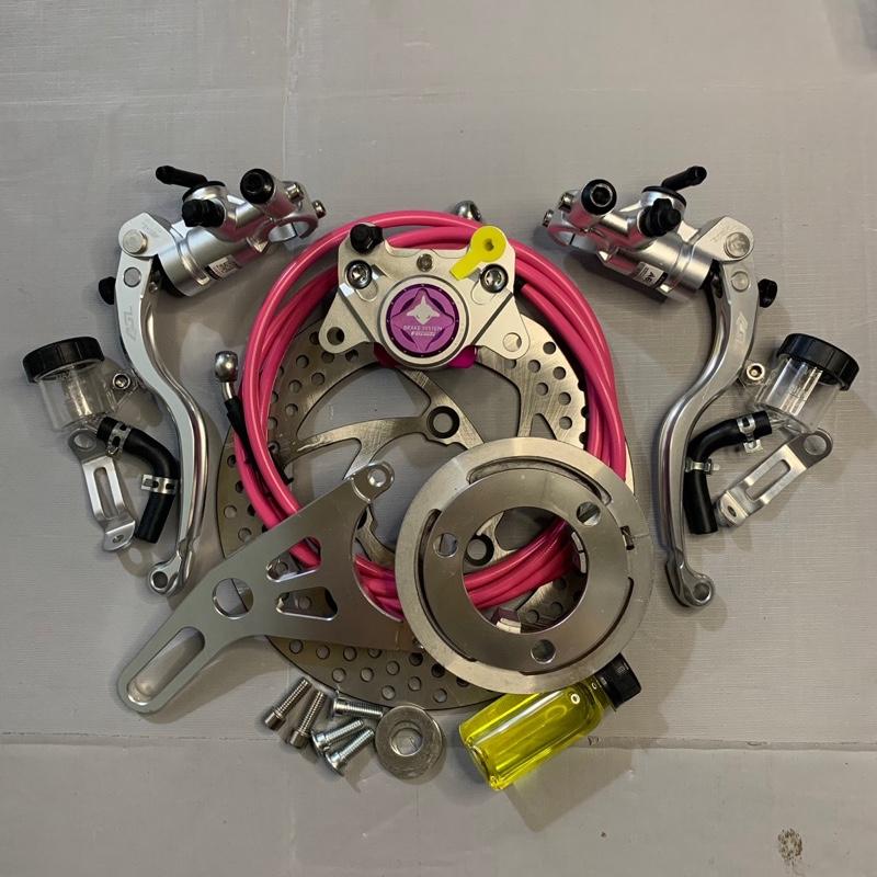 combo bộ độ phanh đĩa sau xe điện heo cnc Cá Mập Folamdo (tặng dầu+ốc và long đen)