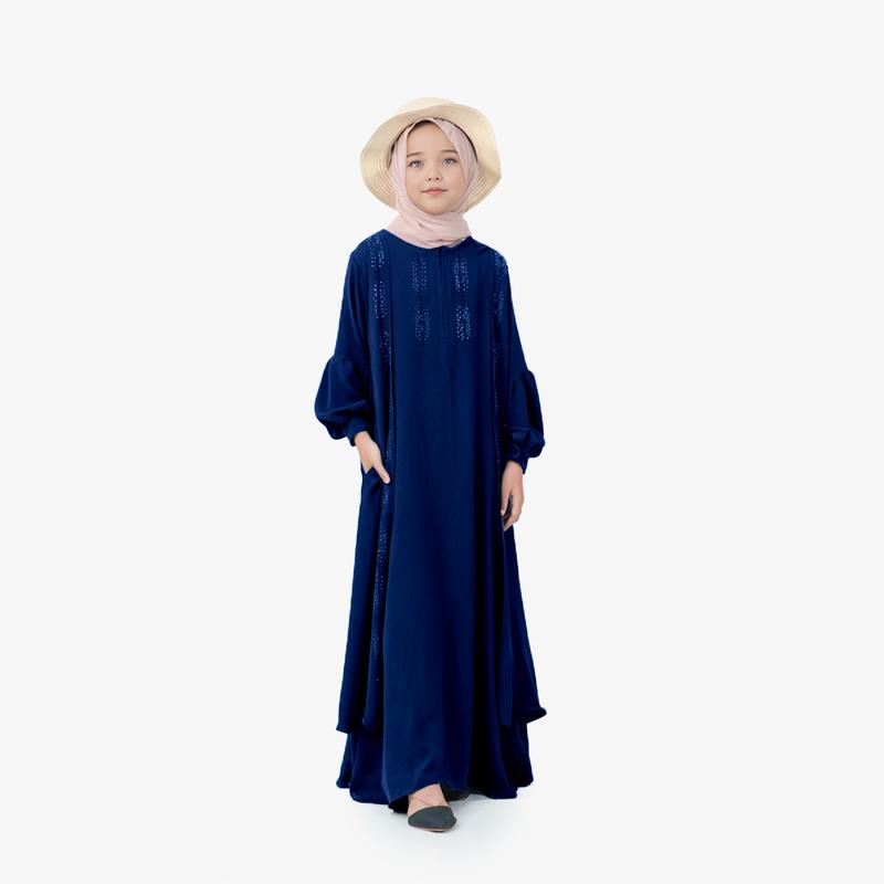Basadzhi Kids Baju Muslim Anak Usia 5Th Sampai 13 Th Bahan Cey Crinkle Cantik Kancing Nyaman Hitam Variasi Putih Gamis Tanggung 3
