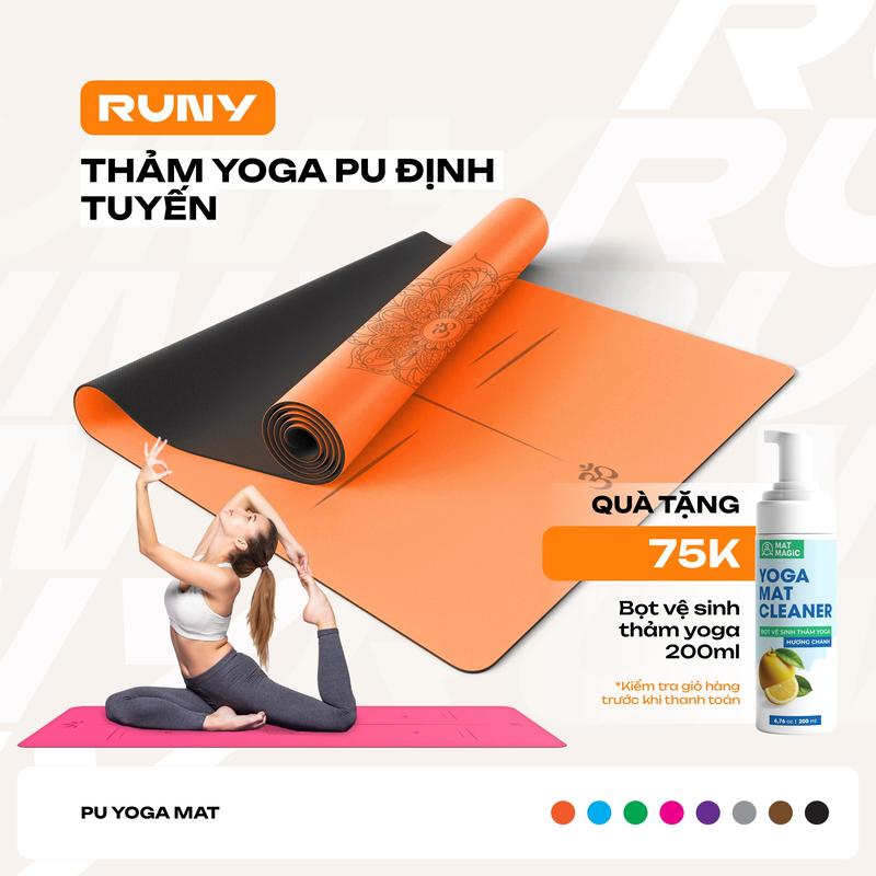  Thảm Tập Yoga Định Tuyến 5mm Cao Su PU Chống Trượt Tuyệt Đối - Bám Hút Tốt 