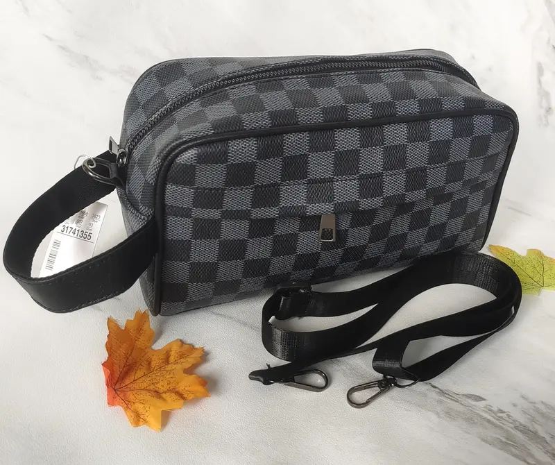 Tas Tangan Clutch Bag Pria - Pouch Kulit  - Sling Bag - Tas Selempang Pria motif kotak handbag  starboy v-polyester minimalis 2
