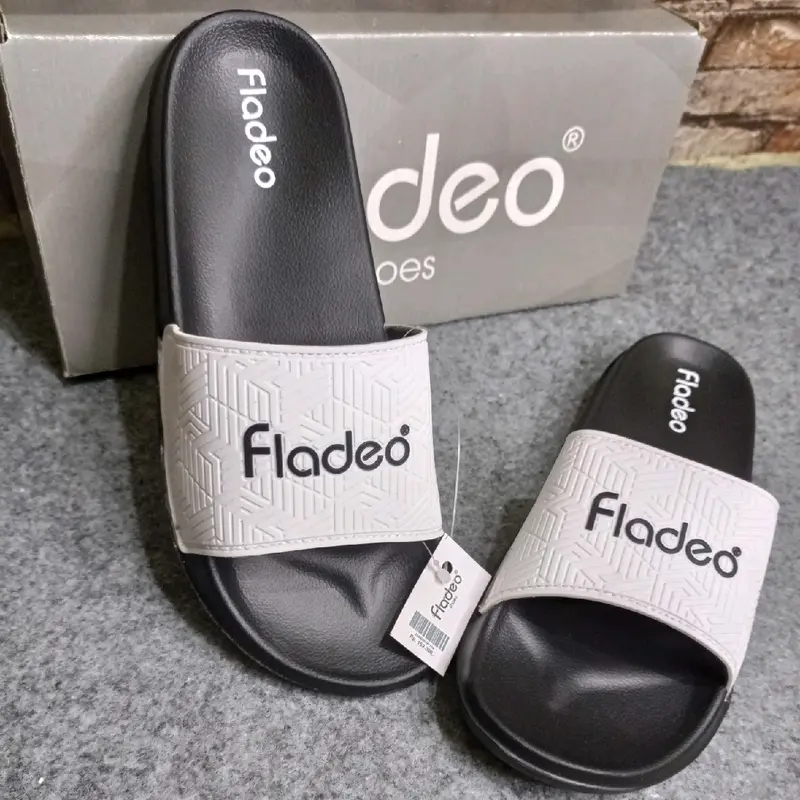 Sendal Selop Fladeo Terbaru Kombinasi Warna Hitam/Putih pylon hjp961 lentur, ringan, empuk dan tidak mudah gembos slip-on pria flat shoes karet Sandal 3