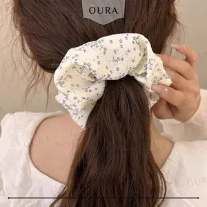 Ikat Rambut Wanita Lucu Scrunchie Trendy Aesthetic Motif Bunga Kekinian Hair Tie Korean Daily Style