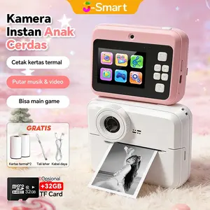 Kamera Cetak Instan Polaroid Anak Mini Thermal Printer Hadiah Kamera Pintar Foto Kamera Putih Vintage Vintage
