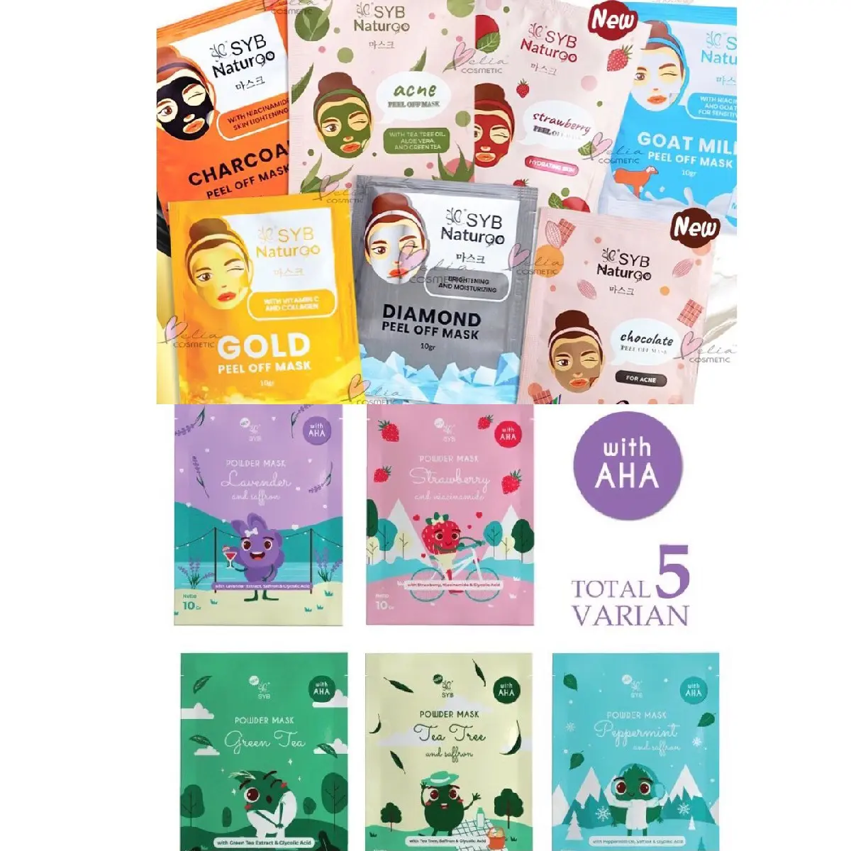 Masker wajah syb powder & peel off dapat 5pcs