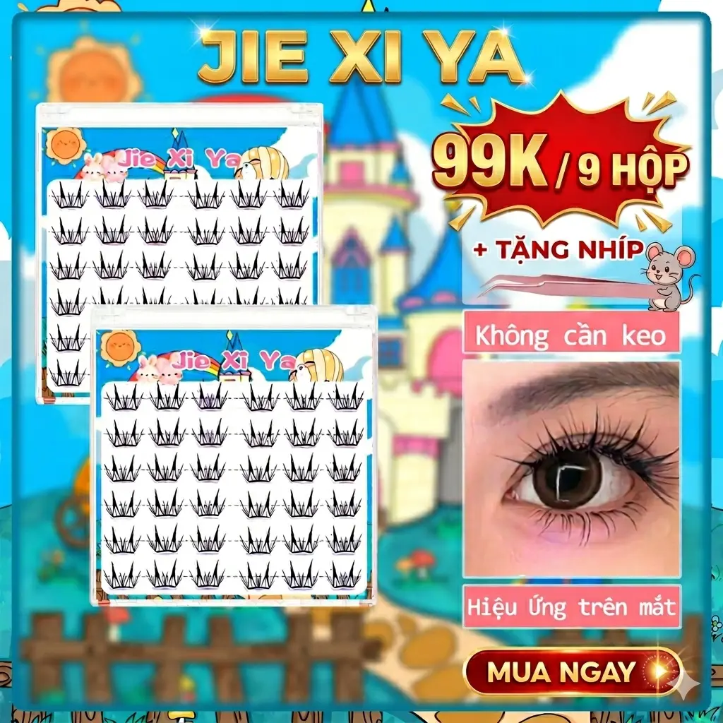 【99k/9 hộp】【59k/5 hộp 】 JIEXIYA Mi giả sẵn keo độ dài cong dày tự nhiên vô cùng quyến rũ không nặng nề Tặng kèm nhíp
