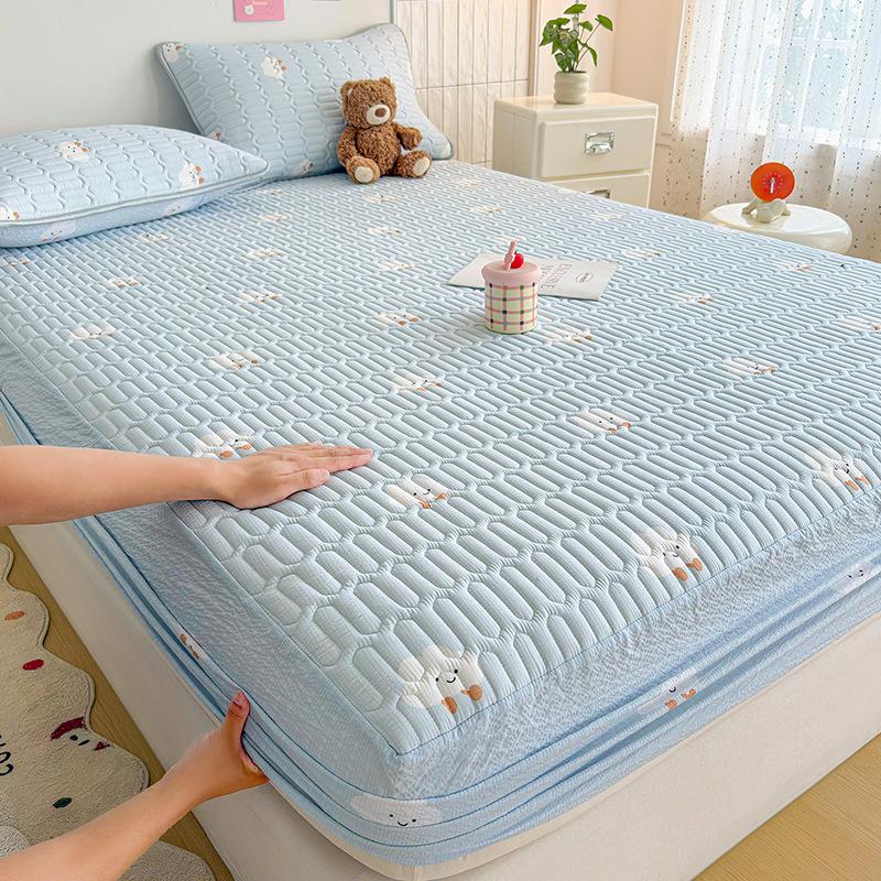 Bộ 3 món ga chun chần bông vải voan hai lớp loại A mẫu mới 2026, vỏ bảo vệ nệm, hàng xuyên biên giới Chiếu điều hoà