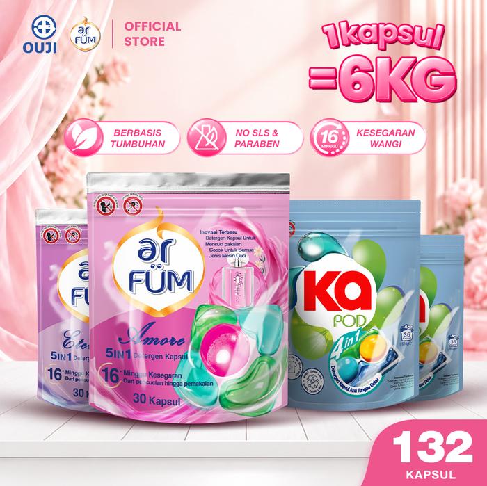 Gambar REFILLS 4 PACK Detergent Capsules Variant ArFUM Amore, ArFUM Eternal, KaPod Anti Tungau Debu dari Ouji Seiyaku Indonesia Kab. Bekasi Tokopedia