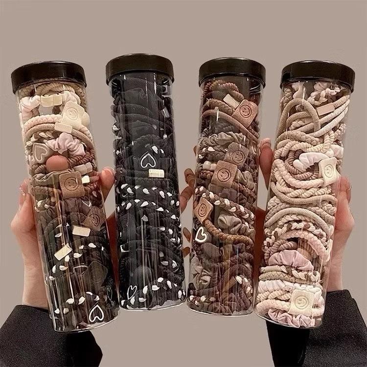 Hộp dây cột tóc 20 dây bọc vải gắn cham vintage dây vặn thừng bền bỉ