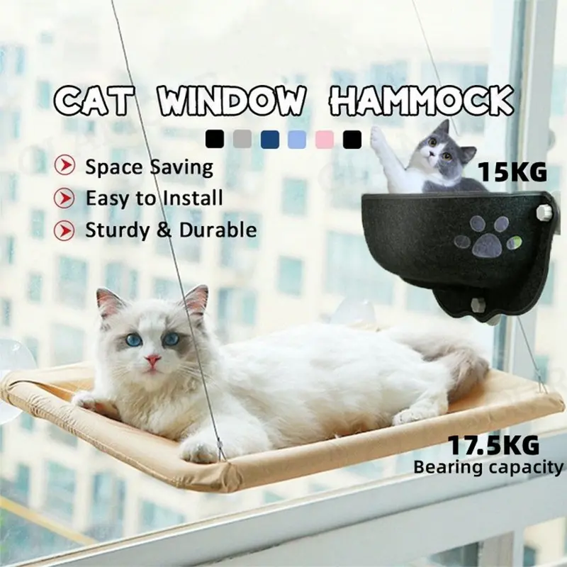 Cat Hammock Window Cat window perch Hammock with Heavy Duty Suction Cups Breathable Mesh Pet Window Hanging Bed