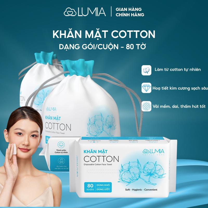 Khăn Mặt Khô Lumia 80 tờ Dùng 1 Lần Lau Khô, Lau Ướt - Khăn Mặt Dùng Một Lần 1